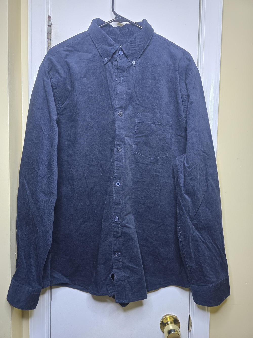 Express Men's Navy Corduroy Button-Down Shirt